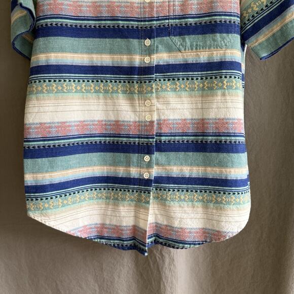 Vintage CABIN CREEK Button Up Shirt Short Sleeve 90s Stripes Womens Size L - Picture 4 of 14